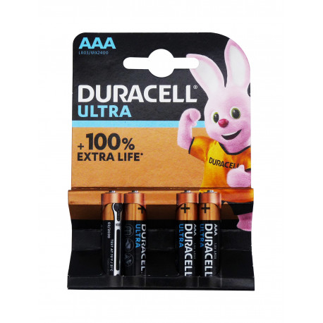 4 piles Duracell LR03 / AAA alcalines 1.5V NON RECHARGEABLES - Piles  Duracell - energy01