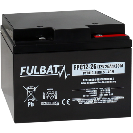 Batterie Plomb Cyclage FPC12-26 - 12V - 26Ah - UL94.FR – FULBAT